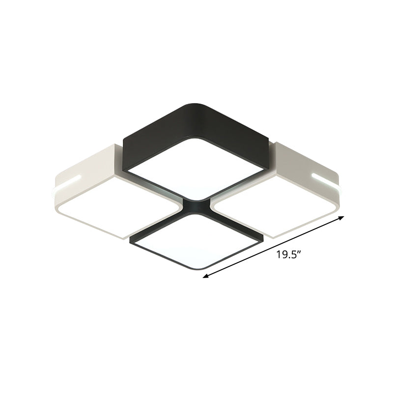 Square/Rectangle Acrylic Flush Mount Modernism Black-White LED Ceiling Lighting in White/3 Color Light Clearhalo 'Ceiling Lights' 'Close To Ceiling Lights' 'Close to ceiling' 'Flush mount' Lighting' 1935052