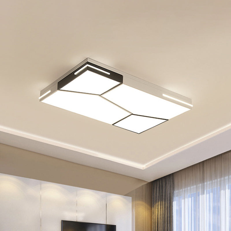 Spliced Square/Rectangle Metal Ceiling Lamp Minimalist Black and White LED Flush Mount Light for Parlor Clearhalo 'Ceiling Lights' 'Close To Ceiling Lights' 'Close to ceiling' 'Flush mount' Lighting' 1935054