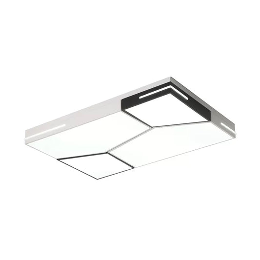 Spliced Square/Rectangle Metal Ceiling Lamp Minimalist Black and White LED Flush Mount Light for Parlor Clearhalo 'Ceiling Lights' 'Close To Ceiling Lights' 'Close to ceiling' 'Flush mount' Lighting' 1935055
