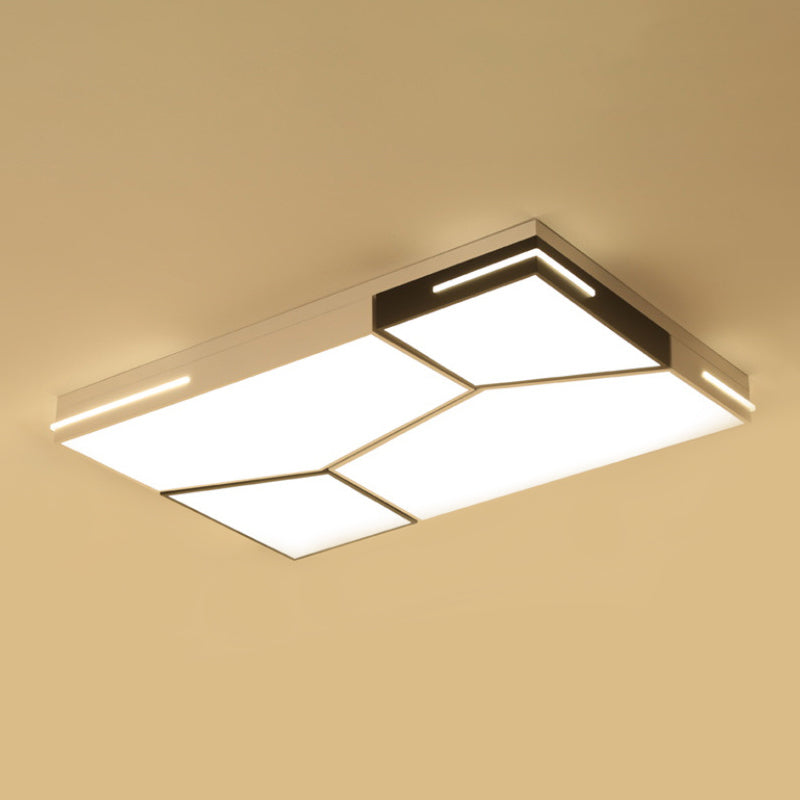 Spliced Square/Rectangle Metal Ceiling Lamp Minimalist Black and White LED Flush Mount Light for Parlor Clearhalo 'Ceiling Lights' 'Close To Ceiling Lights' 'Close to ceiling' 'Flush mount' Lighting' 1935056