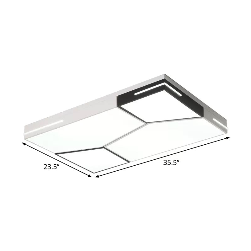 Spliced Square/Rectangle Metal Ceiling Lamp Minimalist Black and White LED Flush Mount Light for Parlor Clearhalo 'Ceiling Lights' 'Close To Ceiling Lights' 'Close to ceiling' 'Flush mount' Lighting' 1935057