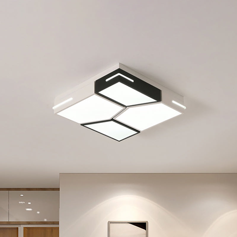 Spliced Square/Rectangle Metal Ceiling Lamp Minimalist Black and White LED Flush Mount Light for Parlor Clearhalo 'Ceiling Lights' 'Close To Ceiling Lights' 'Close to ceiling' 'Flush mount' Lighting' 1935059