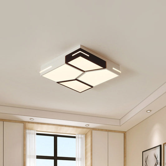 Spliced Square/Rectangle Metal Ceiling Lamp Minimalist Black and White LED Flush Mount Light for Parlor Clearhalo 'Ceiling Lights' 'Close To Ceiling Lights' 'Close to ceiling' 'Flush mount' Lighting' 1935060