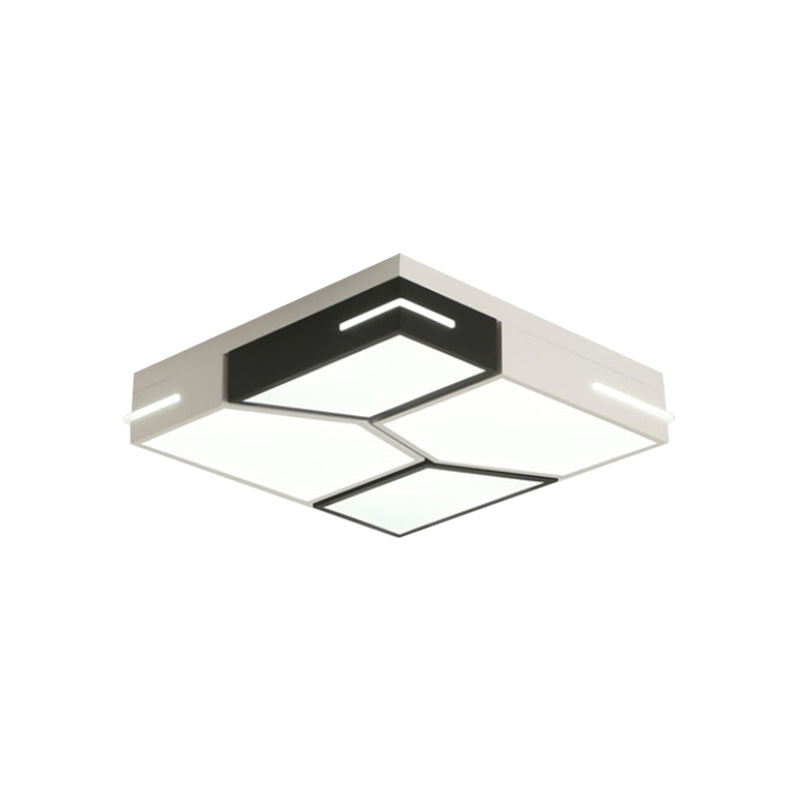 Spliced Square/Rectangle Metal Ceiling Lamp Minimalist Black and White LED Flush Mount Light for Parlor Clearhalo 'Ceiling Lights' 'Close To Ceiling Lights' 'Close to ceiling' 'Flush mount' Lighting' 1935061