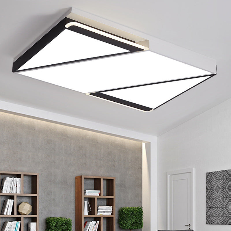 Simple Square/Rectangle Splicing Flush Light Iron Bedroom LED Ceiling Light Fixture in White/3 Color Light White Rectangle Clearhalo 'Ceiling Lights' 'Close To Ceiling Lights' 'Close to ceiling' 'Flush mount' Lighting' 1935063