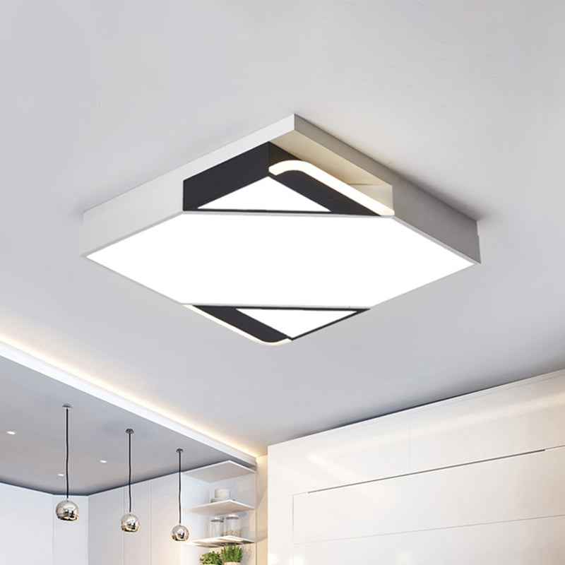 Simple Square/Rectangle Splicing Flush Light Iron Bedroom LED Ceiling Light Fixture in White/3 Color Light White Square Clearhalo 'Ceiling Lights' 'Close To Ceiling Lights' 'Close to ceiling' 'Flush mount' Lighting' 1935068