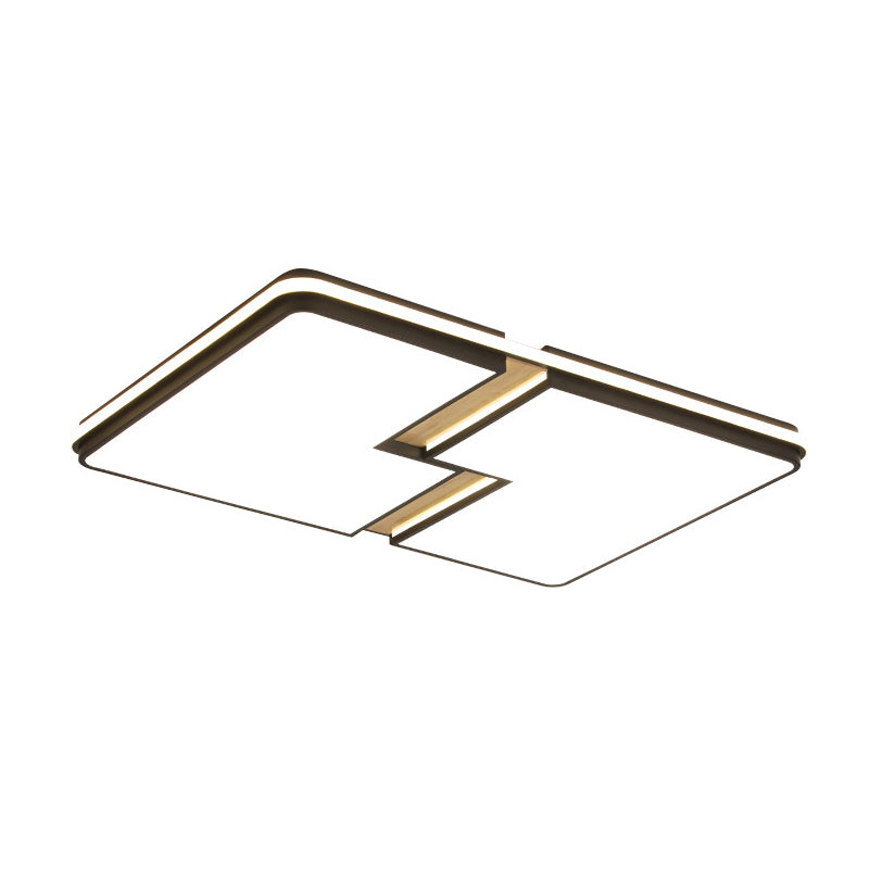 Square/Rectangular Acrylic Flushmount Minimalism Black-White LED Ceiling Light with Split Design, White/3 Color Light Clearhalo 'Ceiling Lights' 'Close To Ceiling Lights' 'Close to ceiling' 'Flush mount' Lighting' 1935076