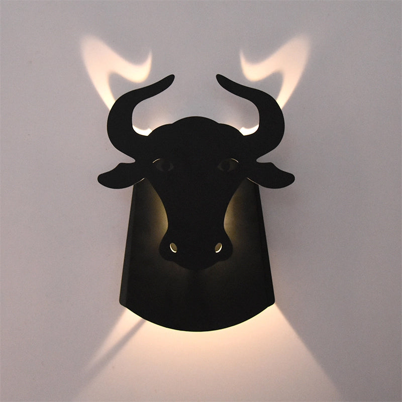 Metal Ox Wall Mount Lighting Modern Integrated Led Indoor Wall Lamp for Living Room Black Clearhalo 'Wall Lamps & Sconces' 'Wall Lights' Lighting' 193508