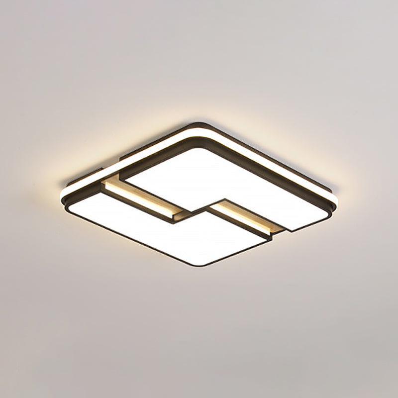 Square/Rectangular Acrylic Flushmount Minimalism Black-White LED Ceiling Light with Split Design, White/3 Color Light Clearhalo 'Ceiling Lights' 'Close To Ceiling Lights' 'Close to ceiling' 'Flush mount' Lighting' 1935081