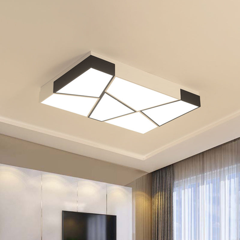 Acrylic Tangram LED Flush Mount Lamp Modern Black and White Square/Rectangle Ceiling Light in White/3 Color Light White Rectangle Clearhalo 'Ceiling Lights' 'Close To Ceiling Lights' 'Close to ceiling' 'Flush mount' Lighting' 1935083