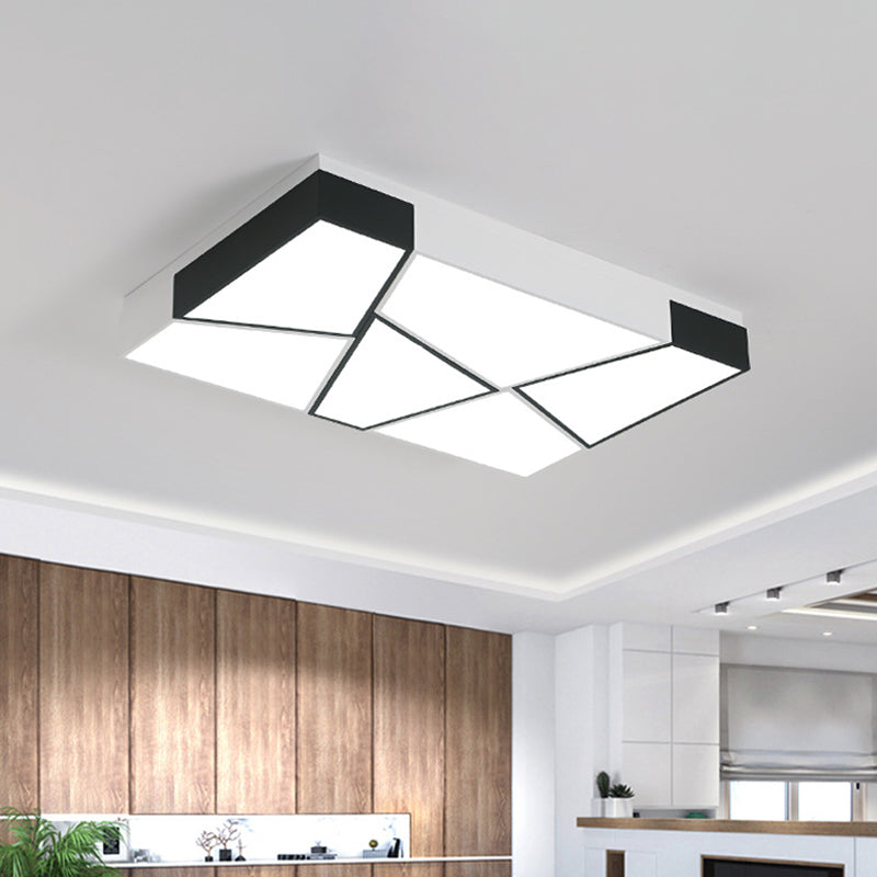 Acrylic Tangram LED Flush Mount Lamp Modern Black and White Square/Rectangle Ceiling Light in White/3 Color Light Clearhalo 'Ceiling Lights' 'Close To Ceiling Lights' 'Close to ceiling' 'Flush mount' Lighting' 1935084