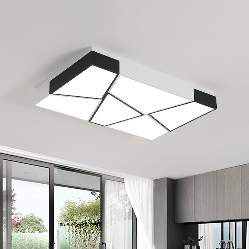 Acrylic Tangram LED Flush Mount Lamp Modern Black and White Square/Rectangle Ceiling Light in White/3 Color Light Clearhalo 'Ceiling Lights' 'Close To Ceiling Lights' 'Close to ceiling' 'Flush mount' Lighting' 1935085