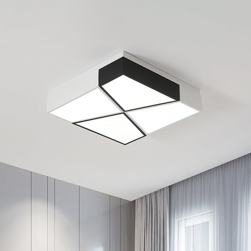 Acrylic Tangram LED Flush Mount Lamp Modern Black and White Square/Rectangle Ceiling Light in White/3 Color Light White Square Clearhalo 'Ceiling Lights' 'Close To Ceiling Lights' 'Close to ceiling' 'Flush mount' Lighting' 1935088