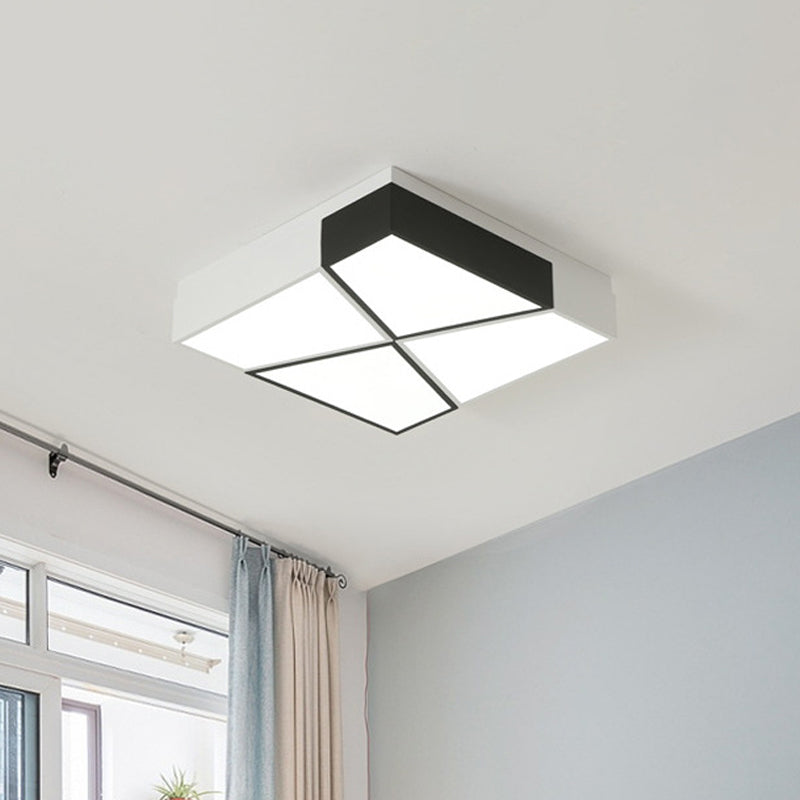 Acrylic Tangram LED Flush Mount Lamp Modern Black and White Square/Rectangle Ceiling Light in White/3 Color Light Clearhalo 'Ceiling Lights' 'Close To Ceiling Lights' 'Close to ceiling' 'Flush mount' Lighting' 1935089