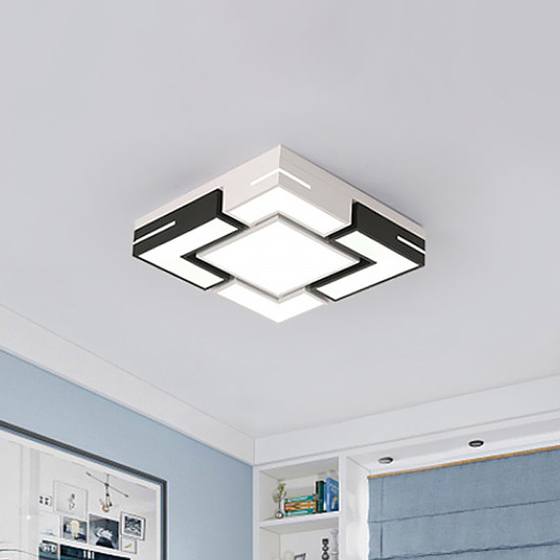 Black-White Splicing Square Ceiling Flush Nordic LED Acrylic Flush Mount Light in White/3 Color Light Clearhalo 'Ceiling Lights' 'Close To Ceiling Lights' 'Close to ceiling' 'Flush mount' Lighting' 1935094