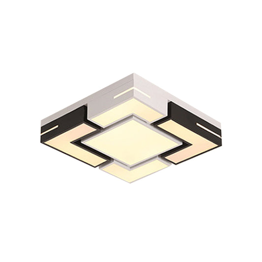 Black-White Splicing Square Ceiling Flush Nordic LED Acrylic Flush Mount Light in White/3 Color Light Clearhalo 'Ceiling Lights' 'Close To Ceiling Lights' 'Close to ceiling' 'Flush mount' Lighting' 1935095