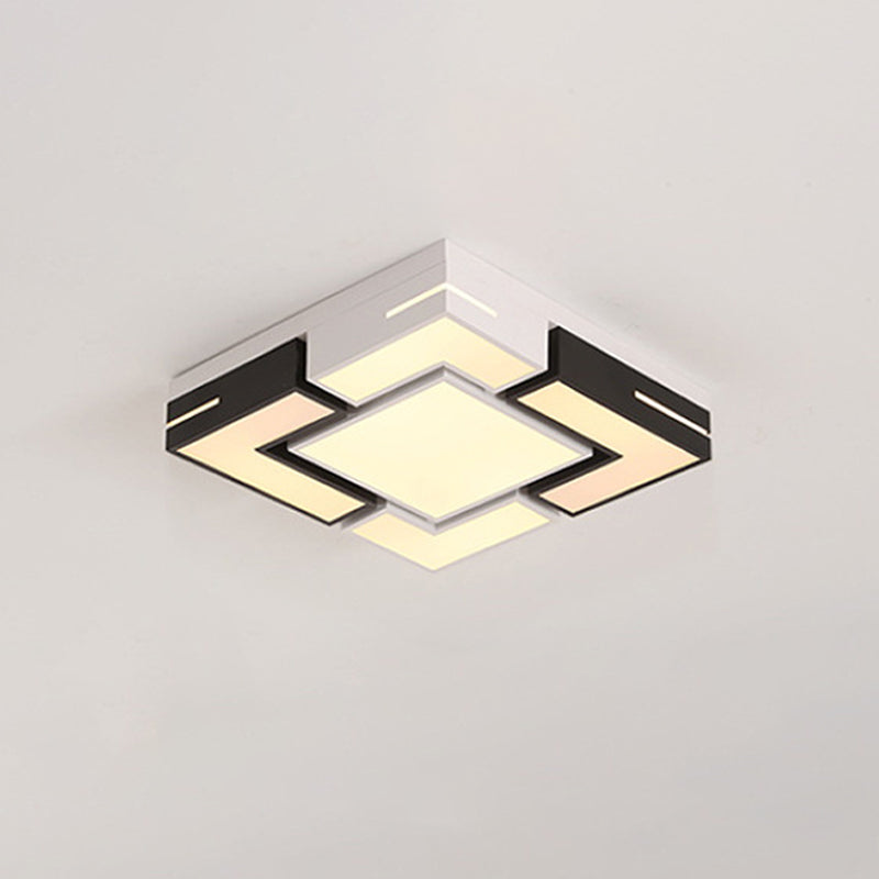 Black-White Splicing Square Ceiling Flush Nordic LED Acrylic Flush Mount Light in White/3 Color Light Clearhalo 'Ceiling Lights' 'Close To Ceiling Lights' 'Close to ceiling' 'Flush mount' Lighting' 1935096