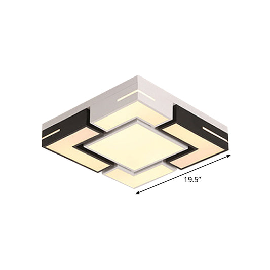 Black-White Splicing Square Ceiling Flush Nordic LED Acrylic Flush Mount Light in White/3 Color Light Clearhalo 'Ceiling Lights' 'Close To Ceiling Lights' 'Close to ceiling' 'Flush mount' Lighting' 1935097
