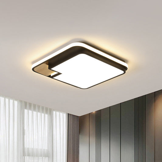 Acrylic Rectangular/Square Ceiling Light Modern Black and Wood LED Flushmount Lighting with Cut Corner in White/3 Color Light Clearhalo 'Ceiling Lights' 'Close To Ceiling Lights' 'Close to ceiling' 'Flush mount' Lighting' 1935124