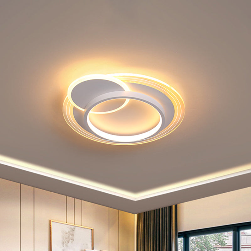 Dual-Round/Square Flush Mount Lamp Nordic Acrylic Black/White LED Ceiling Lighting in Warm/White Light for Hotel White Round Clearhalo 'Ceiling Lights' 'Close To Ceiling Lights' 'Close to ceiling' 'Flush mount' Lighting' 1935152