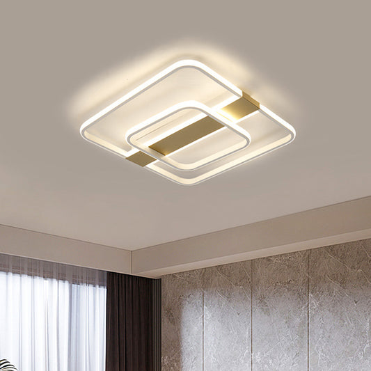 Gold Square Frame Flush Light Fixture Minimalist LED Acrylic Close to Ceiling Lighting in Warm/White Light Gold Clearhalo 'Ceiling Lights' 'Close To Ceiling Lights' 'Close to ceiling' 'Flush mount' Lighting' 1935155