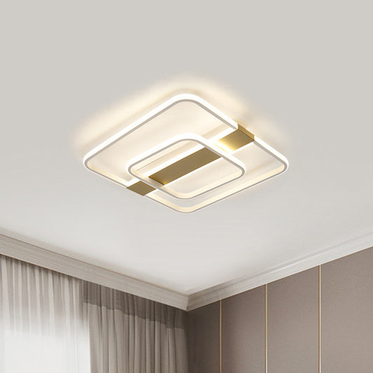 Gold Square Frame Flush Light Fixture Minimalist LED Acrylic Close to Ceiling Lighting in Warm/White Light Clearhalo 'Ceiling Lights' 'Close To Ceiling Lights' 'Close to ceiling' 'Flush mount' Lighting' 1935156
