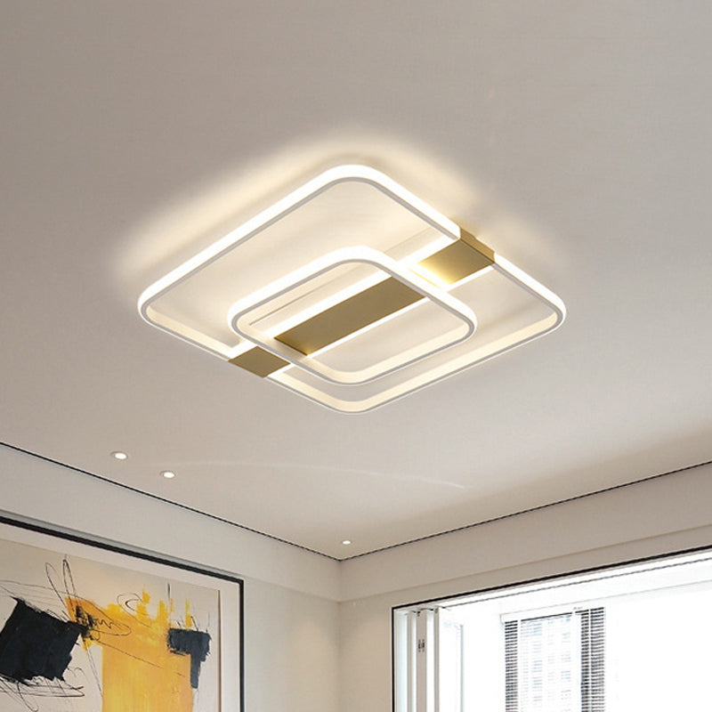 Gold Square Frame Flush Light Fixture Minimalist LED Acrylic Close to Ceiling Lighting in Warm/White Light Clearhalo 'Ceiling Lights' 'Close To Ceiling Lights' 'Close to ceiling' 'Flush mount' Lighting' 1935157