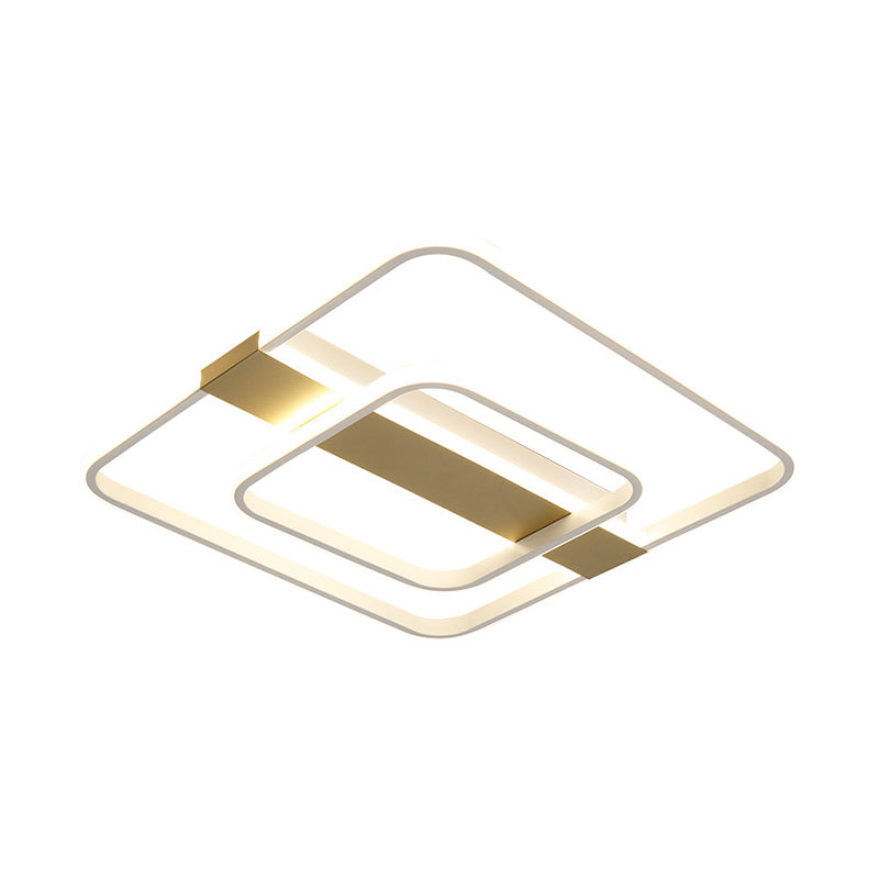 Gold Square Frame Flush Light Fixture Minimalist LED Acrylic Close to Ceiling Lighting in Warm/White Light Clearhalo 'Ceiling Lights' 'Close To Ceiling Lights' 'Close to ceiling' 'Flush mount' Lighting' 1935158