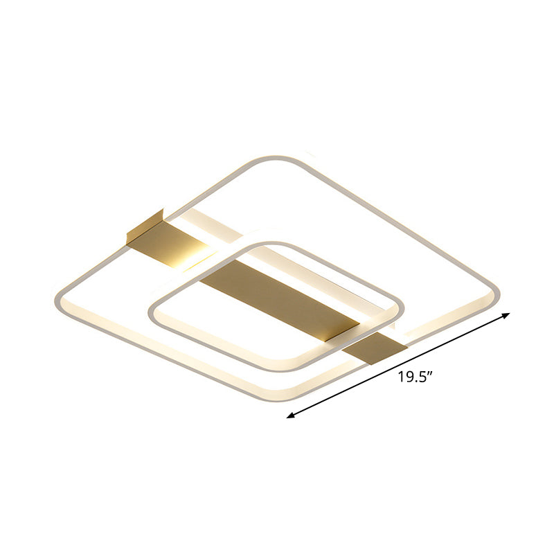 Gold Square Frame Flush Light Fixture Minimalist LED Acrylic Close to Ceiling Lighting in Warm/White Light Clearhalo 'Ceiling Lights' 'Close To Ceiling Lights' 'Close to ceiling' 'Flush mount' Lighting' 1935159