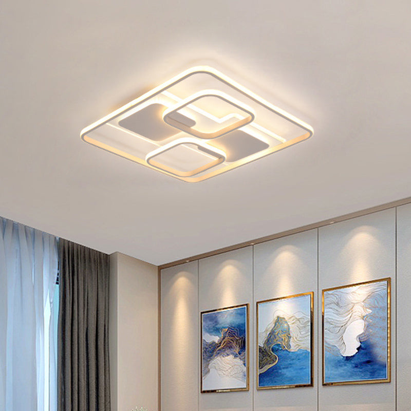 White Multi-Square Flushmount Simple 19.5"/23.5" Wide LED Acrylic Ceiling Mount Light in Warm/White Light White Clearhalo 'Ceiling Lights' 'Close To Ceiling Lights' 'Close to ceiling' 'Flush mount' Lighting' 1935167