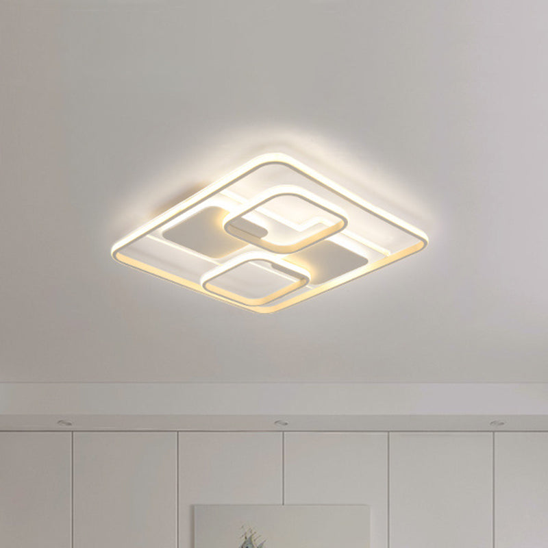 White Multi-Square Flushmount Simple 19.5"/23.5" Wide LED Acrylic Ceiling Mount Light in Warm/White Light Clearhalo 'Ceiling Lights' 'Close To Ceiling Lights' 'Close to ceiling' 'Flush mount' Lighting' 1935168