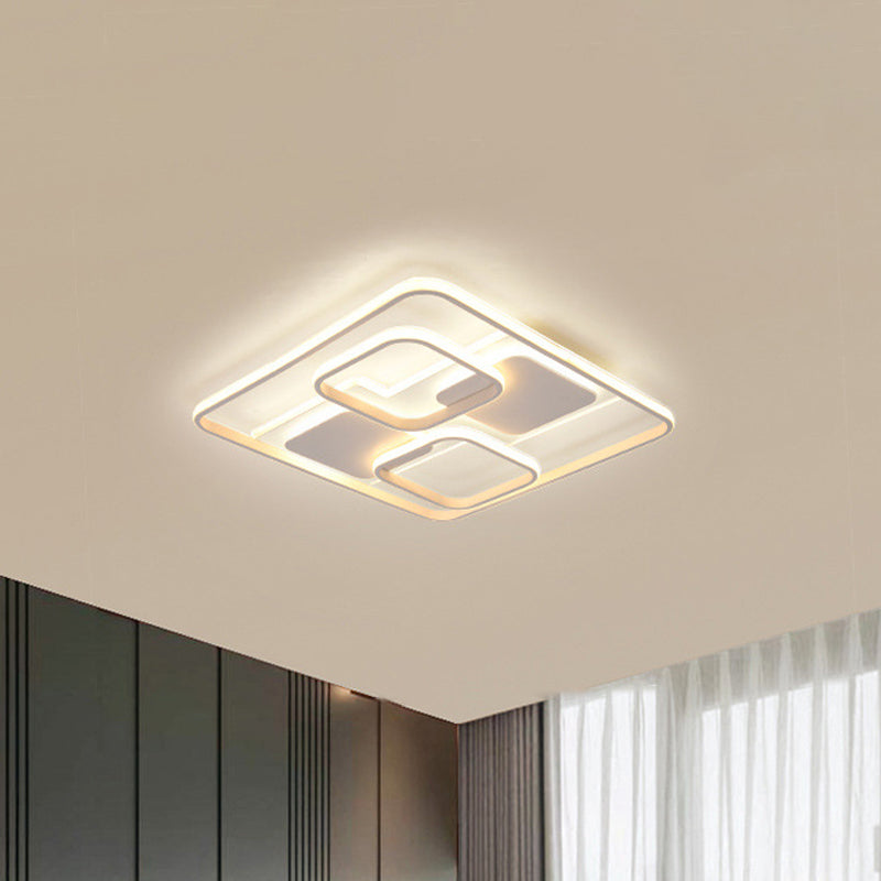 White Multi-Square Flushmount Simple 19.5"/23.5" Wide LED Acrylic Ceiling Mount Light in Warm/White Light Clearhalo 'Ceiling Lights' 'Close To Ceiling Lights' 'Close to ceiling' 'Flush mount' Lighting' 1935169