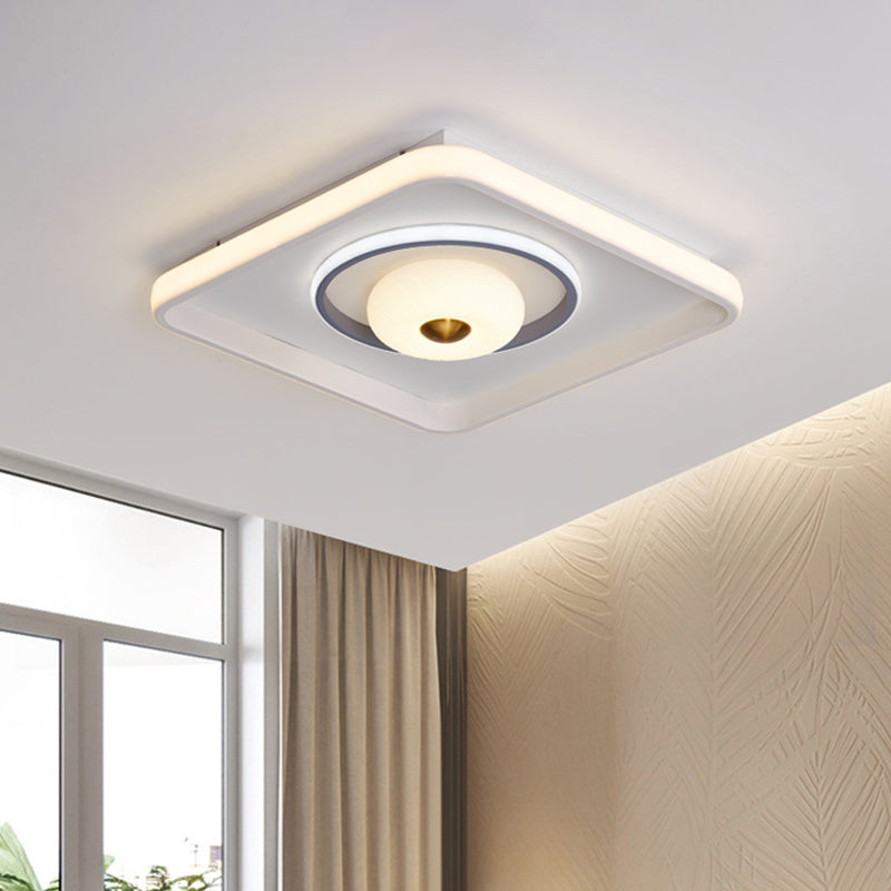 Square/Rectangle LED Ceiling Flush Modern Style Acrylic White Flush Mount Lamp with Donut Design White Square Clearhalo 'Ceiling Lights' 'Close To Ceiling Lights' 'Close to ceiling' 'Flush mount' Lighting' 1935173