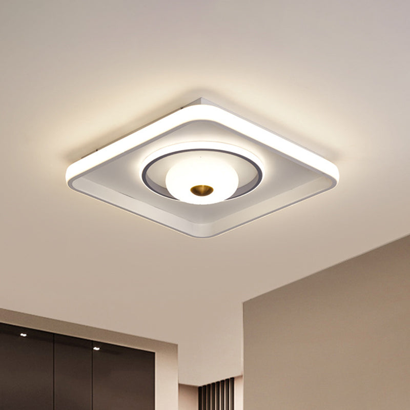 Square/Rectangle LED Ceiling Flush Modern Style Acrylic White Flush Mount Lamp with Donut Design Clearhalo 'Ceiling Lights' 'Close To Ceiling Lights' 'Close to ceiling' 'Flush mount' Lighting' 1935174