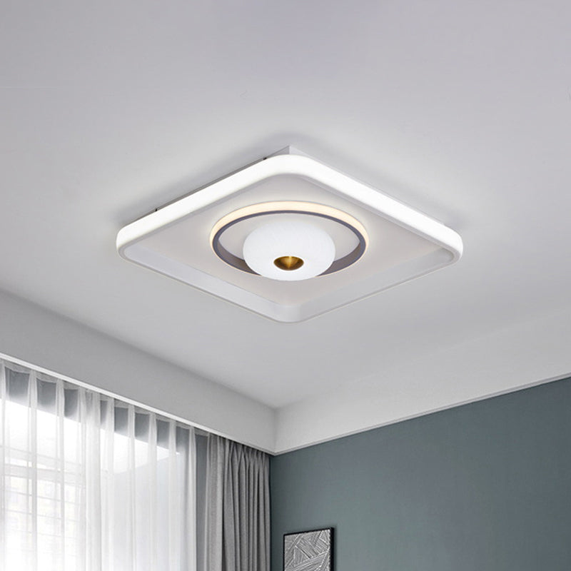 Square/Rectangle LED Ceiling Flush Modern Style Acrylic White Flush Mount Lamp with Donut Design Clearhalo 'Ceiling Lights' 'Close To Ceiling Lights' 'Close to ceiling' 'Flush mount' Lighting' 1935175