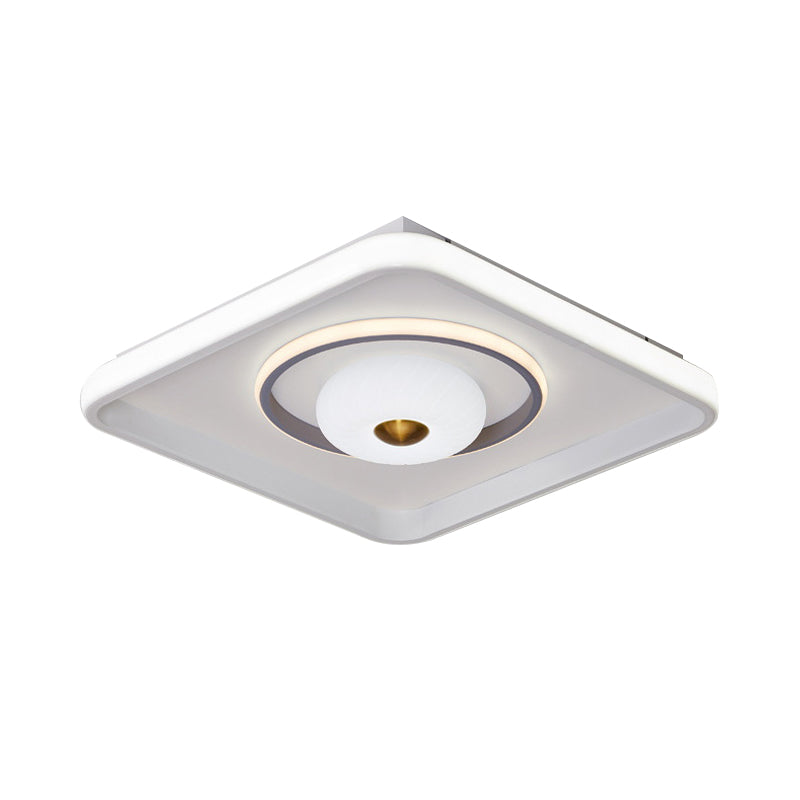 Square/Rectangle LED Ceiling Flush Modern Style Acrylic White Flush Mount Lamp with Donut Design Clearhalo 'Ceiling Lights' 'Close To Ceiling Lights' 'Close to ceiling' 'Flush mount' Lighting' 1935176