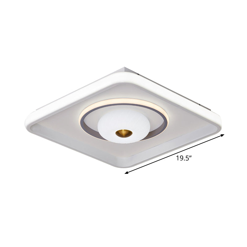 Square/Rectangle LED Ceiling Flush Modern Style Acrylic White Flush Mount Lamp with Donut Design Clearhalo 'Ceiling Lights' 'Close To Ceiling Lights' 'Close to ceiling' 'Flush mount' Lighting' 1935177