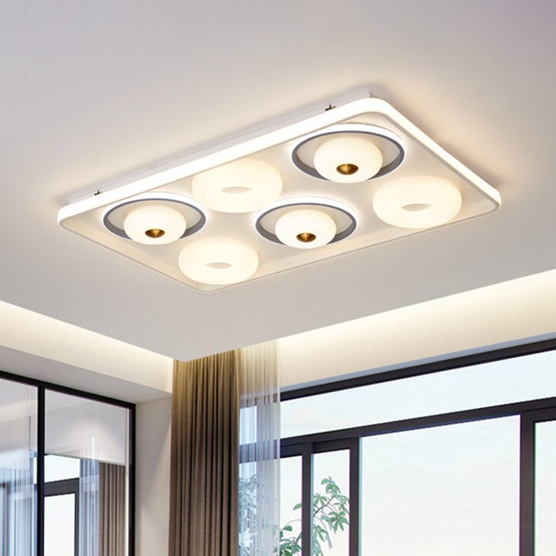 Square/Rectangle LED Ceiling Flush Modern Style Acrylic White Flush Mount Lamp with Donut Design Clearhalo 'Ceiling Lights' 'Close To Ceiling Lights' 'Close to ceiling' 'Flush mount' Lighting' 1935179