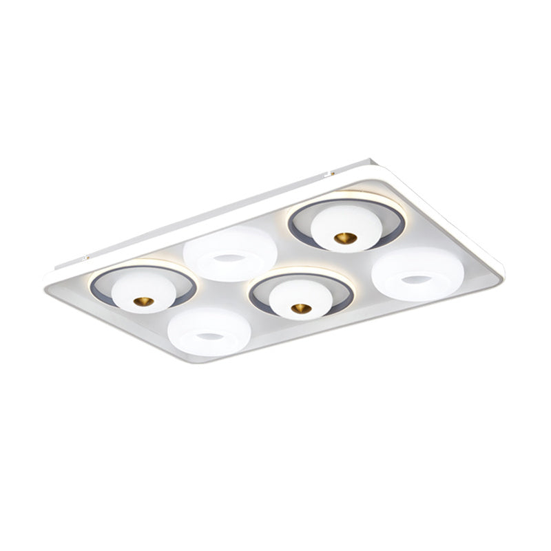 Square/Rectangle LED Ceiling Flush Modern Style Acrylic White Flush Mount Lamp with Donut Design Clearhalo 'Ceiling Lights' 'Close To Ceiling Lights' 'Close to ceiling' 'Flush mount' Lighting' 1935180