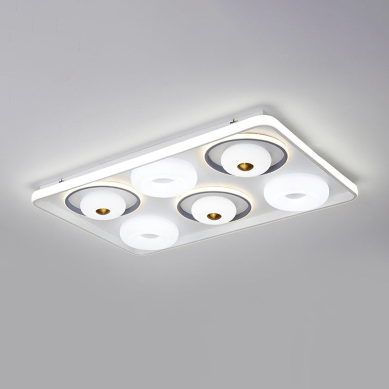 Square/Rectangle LED Ceiling Flush Modern Style Acrylic White Flush Mount Lamp with Donut Design Clearhalo 'Ceiling Lights' 'Close To Ceiling Lights' 'Close to ceiling' 'Flush mount' Lighting' 1935181