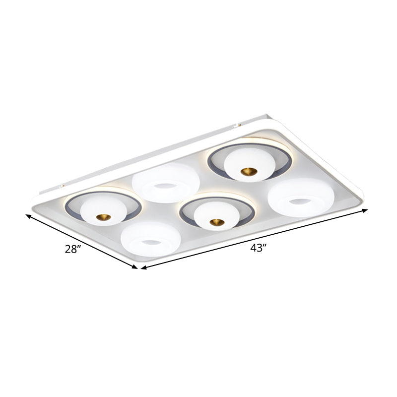 Square/Rectangle LED Ceiling Flush Modern Style Acrylic White Flush Mount Lamp with Donut Design Clearhalo 'Ceiling Lights' 'Close To Ceiling Lights' 'Close to ceiling' 'Flush mount' Lighting' 1935182