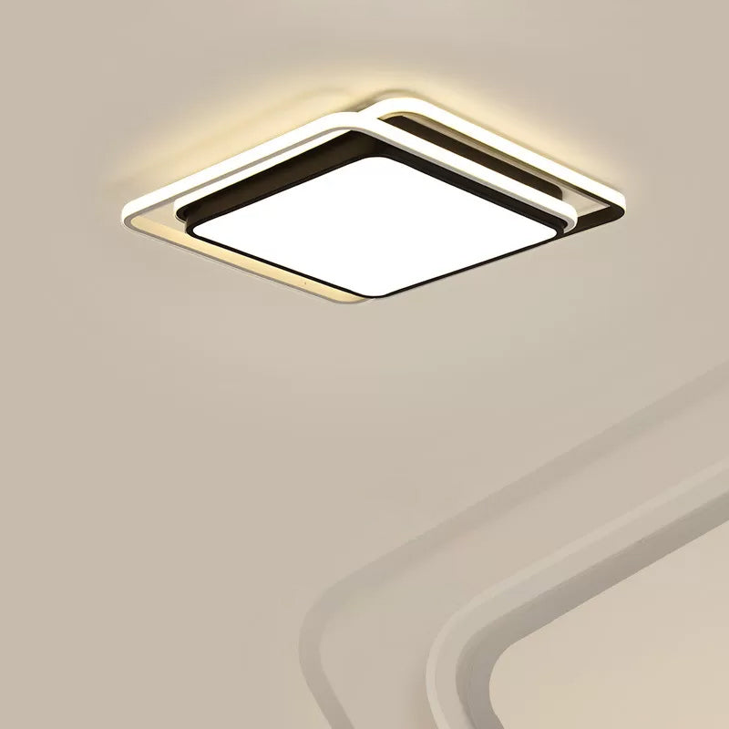 Square Acrylic Ceiling Flush Mount Minimalist Black/White LED Flushmount Lighting in Warm/White/3 Color Light for Hotel Black Clearhalo 'Ceiling Lights' 'Close To Ceiling Lights' 'Close to ceiling' 'Flush mount' Lighting' 1935183