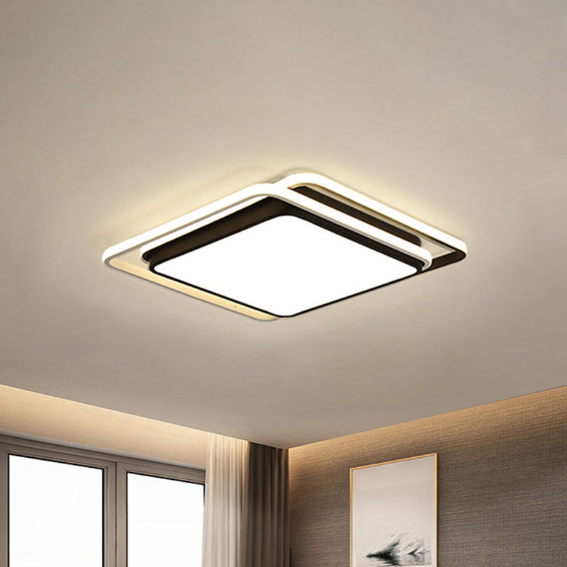 Square Acrylic Ceiling Flush Mount Minimalist Black/White LED Flushmount Lighting in Warm/White/3 Color Light for Hotel Clearhalo 'Ceiling Lights' 'Close To Ceiling Lights' 'Close to ceiling' 'Flush mount' Lighting' 1935184