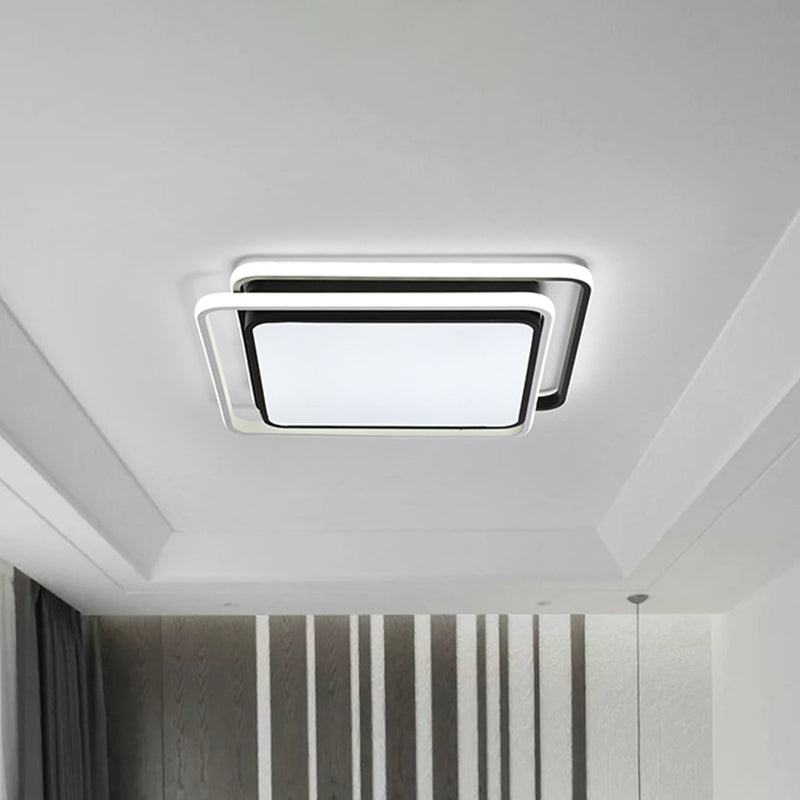 Square Acrylic Ceiling Flush Mount Minimalist Black/White LED Flushmount Lighting in Warm/White/3 Color Light for Hotel Clearhalo 'Ceiling Lights' 'Close To Ceiling Lights' 'Close to ceiling' 'Flush mount' Lighting' 1935185