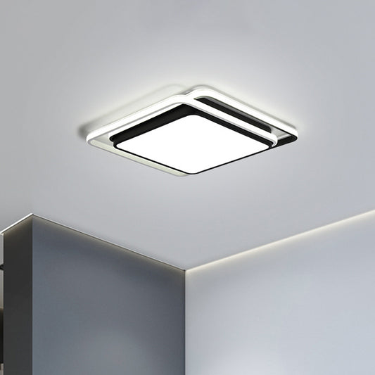 Square Acrylic Ceiling Flush Mount Minimalist Black/White LED Flushmount Lighting in Warm/White/3 Color Light for Hotel Clearhalo 'Ceiling Lights' 'Close To Ceiling Lights' 'Close to ceiling' 'Flush mount' Lighting' 1935186