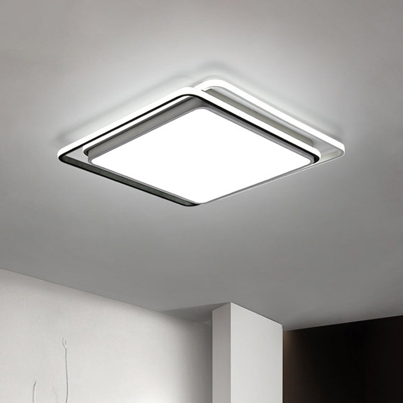 Square Acrylic Ceiling Flush Mount Minimalist Black/White LED Flushmount Lighting in Warm/White/3 Color Light for Hotel White Clearhalo 'Ceiling Lights' 'Close To Ceiling Lights' 'Close to ceiling' 'Flush mount' Lighting' 1935189