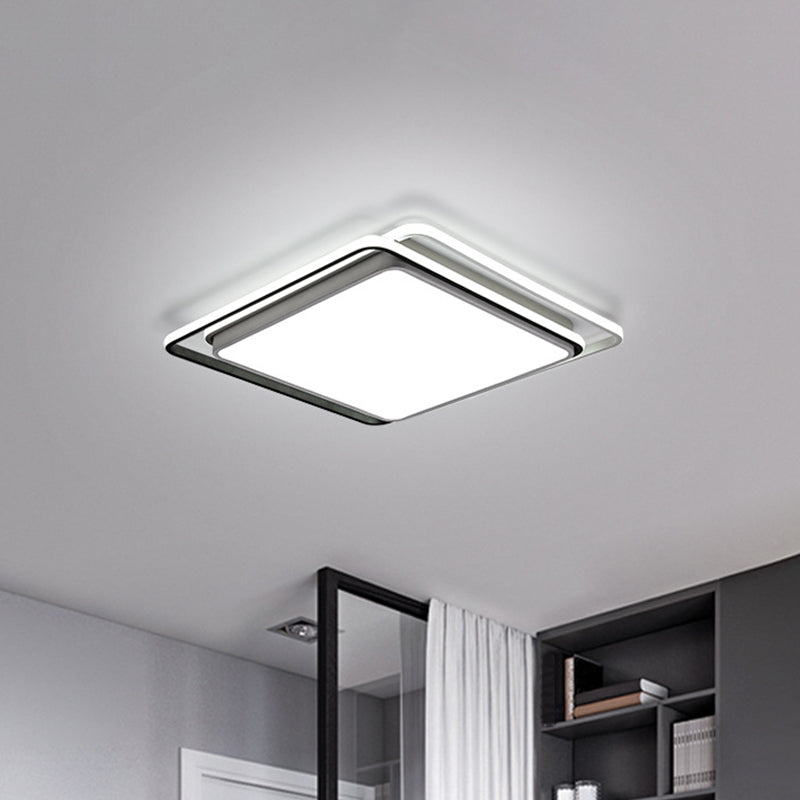 Square Acrylic Ceiling Flush Mount Minimalist Black/White LED Flushmount Lighting in Warm/White/3 Color Light for Hotel Clearhalo 'Ceiling Lights' 'Close To Ceiling Lights' 'Close to ceiling' 'Flush mount' Lighting' 1935190