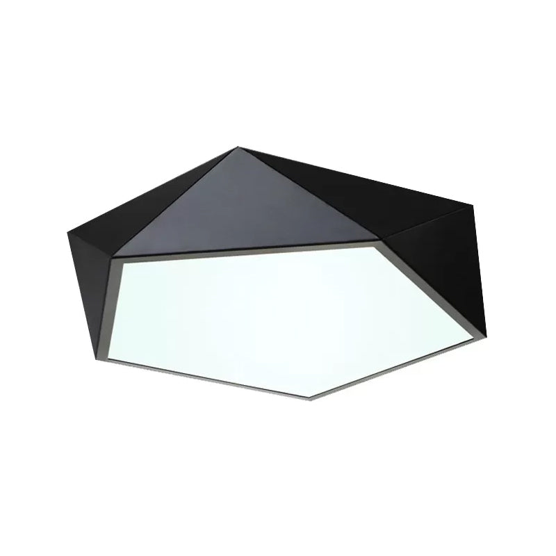 Black/White Faceted Pentacle Ceiling Lamp Nordic 16.5"/20.5" Wide LED Acrylic Flush Mount Lighting in Warm/White Light Clearhalo 'Ceiling Lights' 'Close To Ceiling Lights' 'Close to ceiling' 'Flush mount' Lighting' 1935214