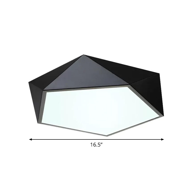 Black/White Faceted Pentacle Ceiling Lamp Nordic 16.5"/20.5" Wide LED Acrylic Flush Mount Lighting in Warm/White Light Clearhalo 'Ceiling Lights' 'Close To Ceiling Lights' 'Close to ceiling' 'Flush mount' Lighting' 1935215