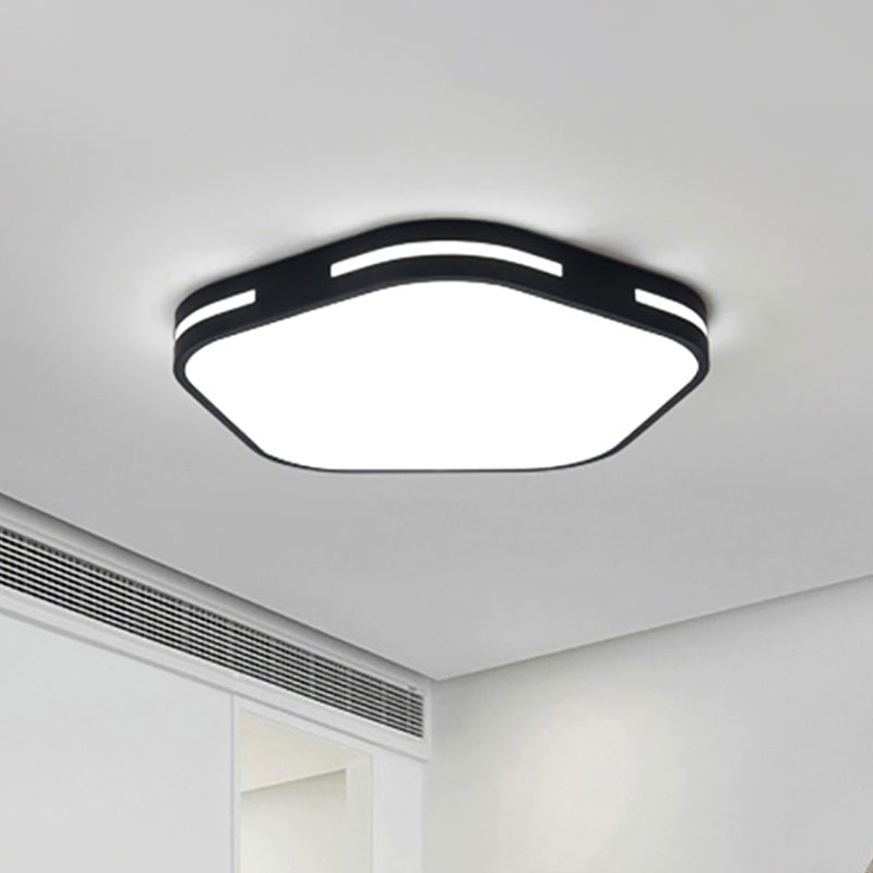 Bedroom LED Flush Ceiling Light Black/White Flush Mount Lamp with Pentagram Acrylic Shade, 15"/18.5" Width Black Clearhalo 'Ceiling Lights' 'Close To Ceiling Lights' 'Close to ceiling' 'Flush mount' Lighting' 1935225